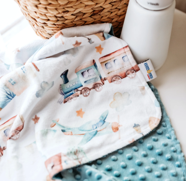 BLANKET MINKY PLANES TRAINS & AUTOS