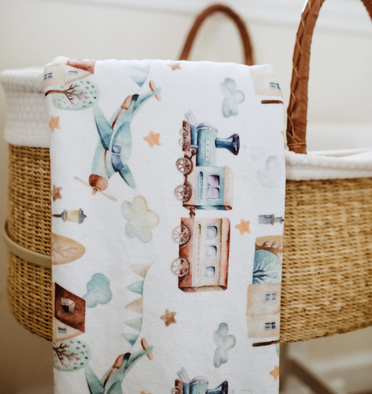 BLANKET MINKY PLANES TRAINS & AUTOS