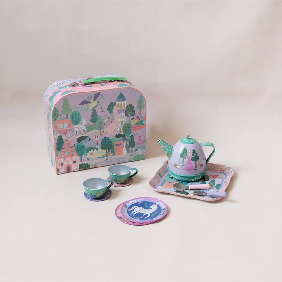 TEA SET TIN FAIRY TALE MUSICAL 11 PC