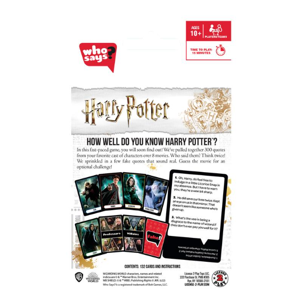 WHO SAYS HARRY POTTER GAME