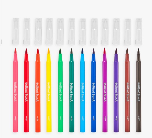 BRUSH MARKERS BRILLIANT 12-PK