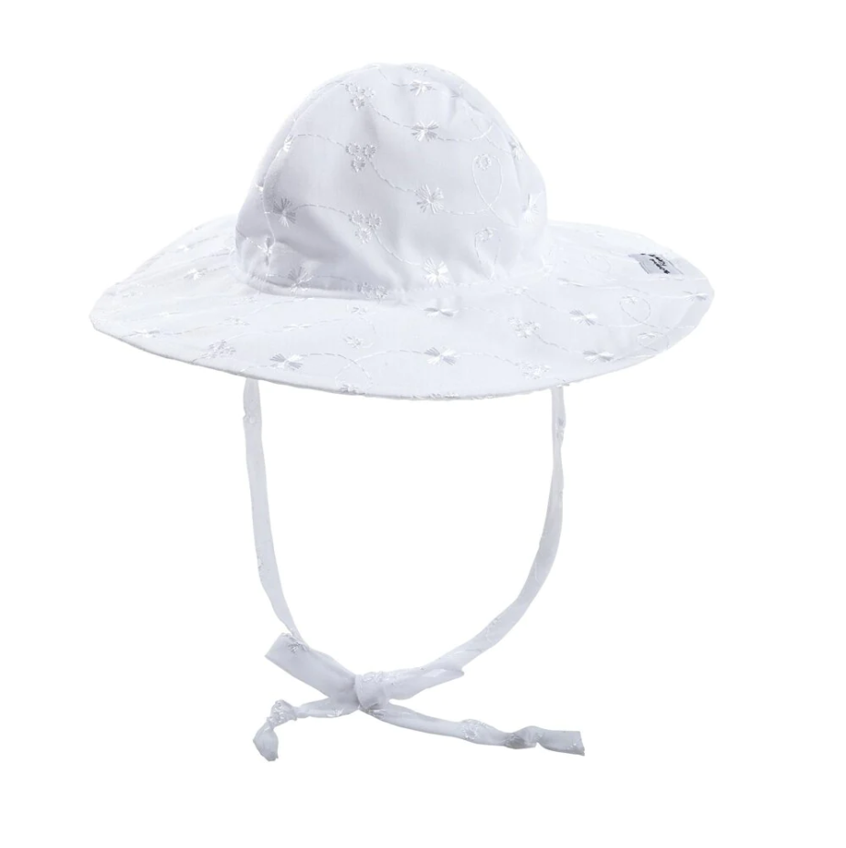 WHITE EYELET FLOPPY HAT