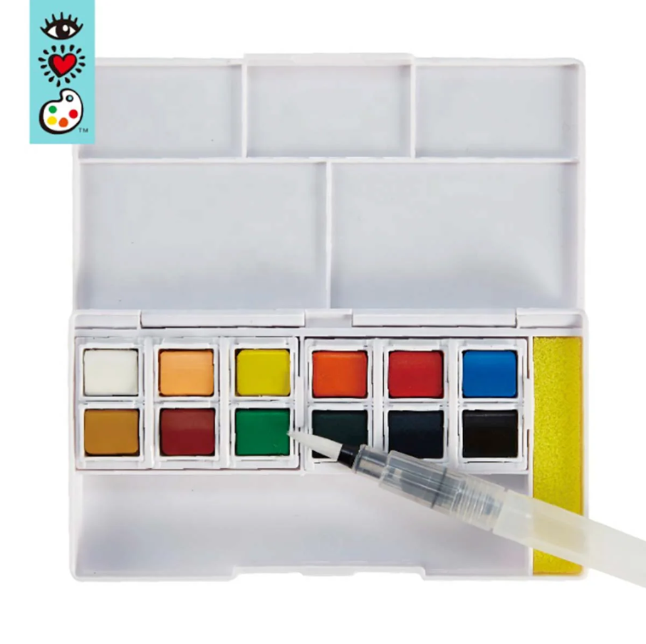 WATERCOLORS & WATER BRUSH PEN 12 PC
