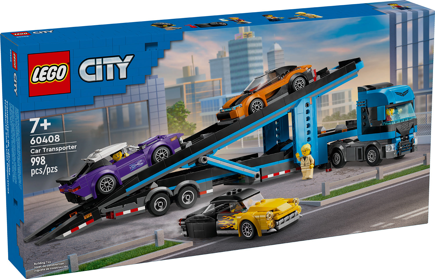 CAR TRANSPORTER TRUCK W/SPORTS CARS CITY LEGO