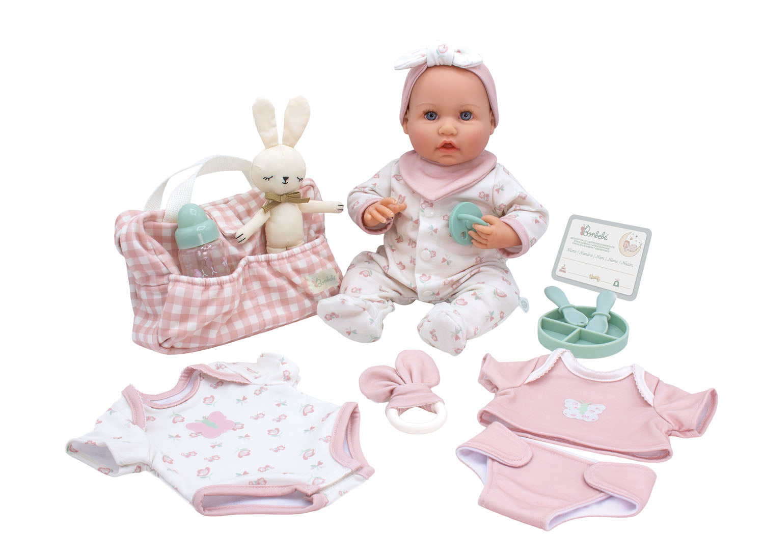 BABY DOLL W HEARTBEAT BONBEBE DELUXE 16 PC SET