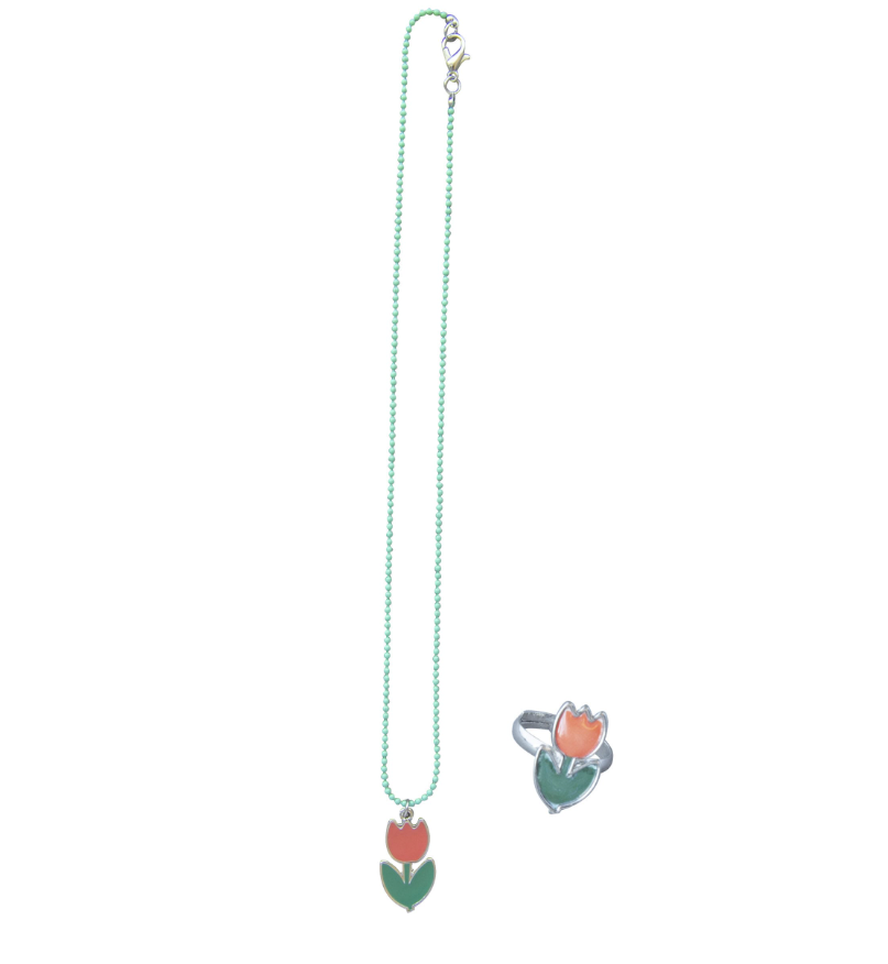 NECKLACE RING SET TULIPS DUTCH