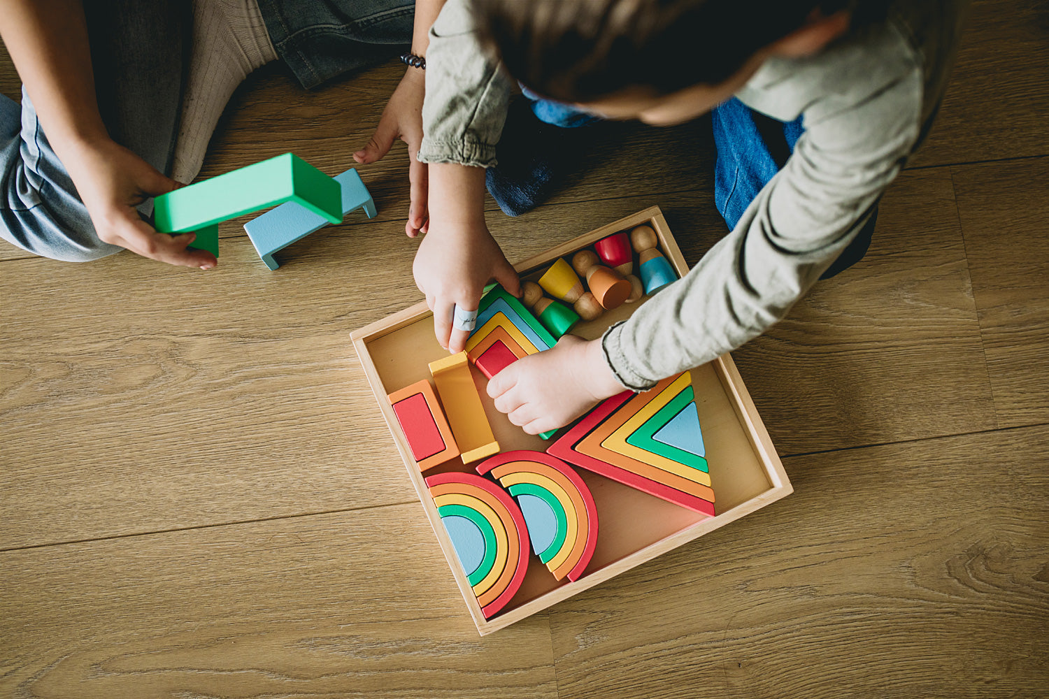 BLOCKS WOODEN RAINBOW W/PEOPLE