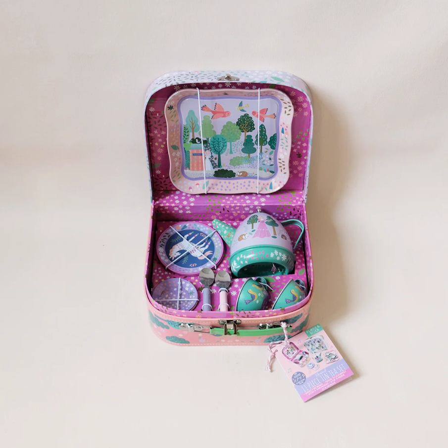 TEA SET TIN FAIRY TALE MUSICAL 11 PC