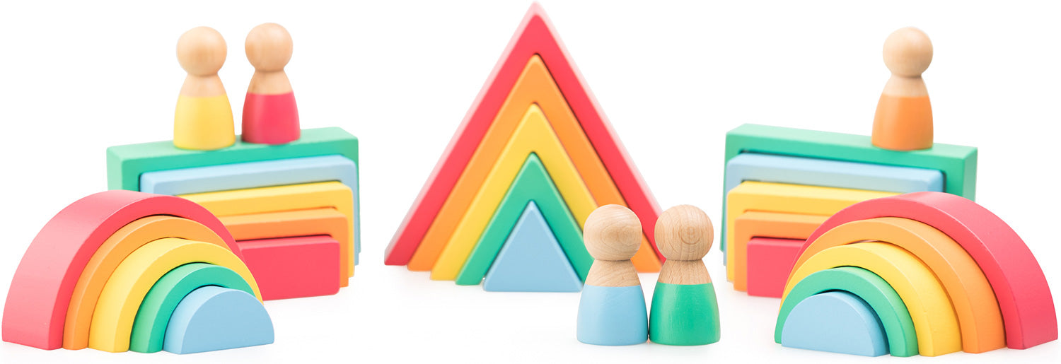 BLOCKS WOODEN RAINBOW W/PEOPLE