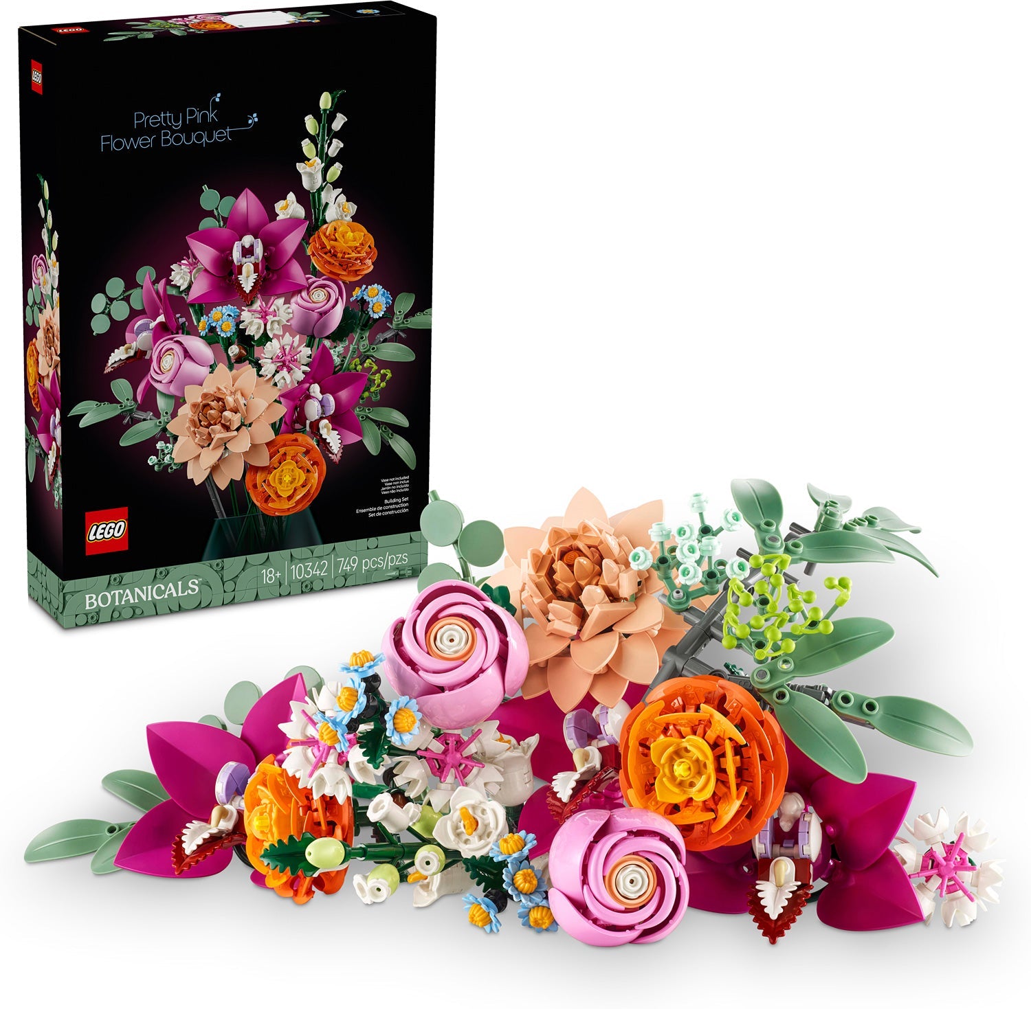 PRETTY PINK FLOWER BOUQUET BOTANICAL LEGO