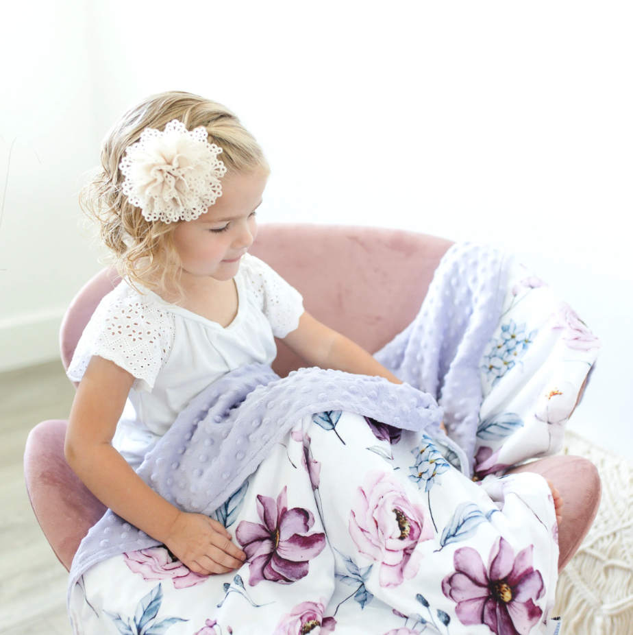 BLANKET MINKY PURPLE VINTAGE FLORAL