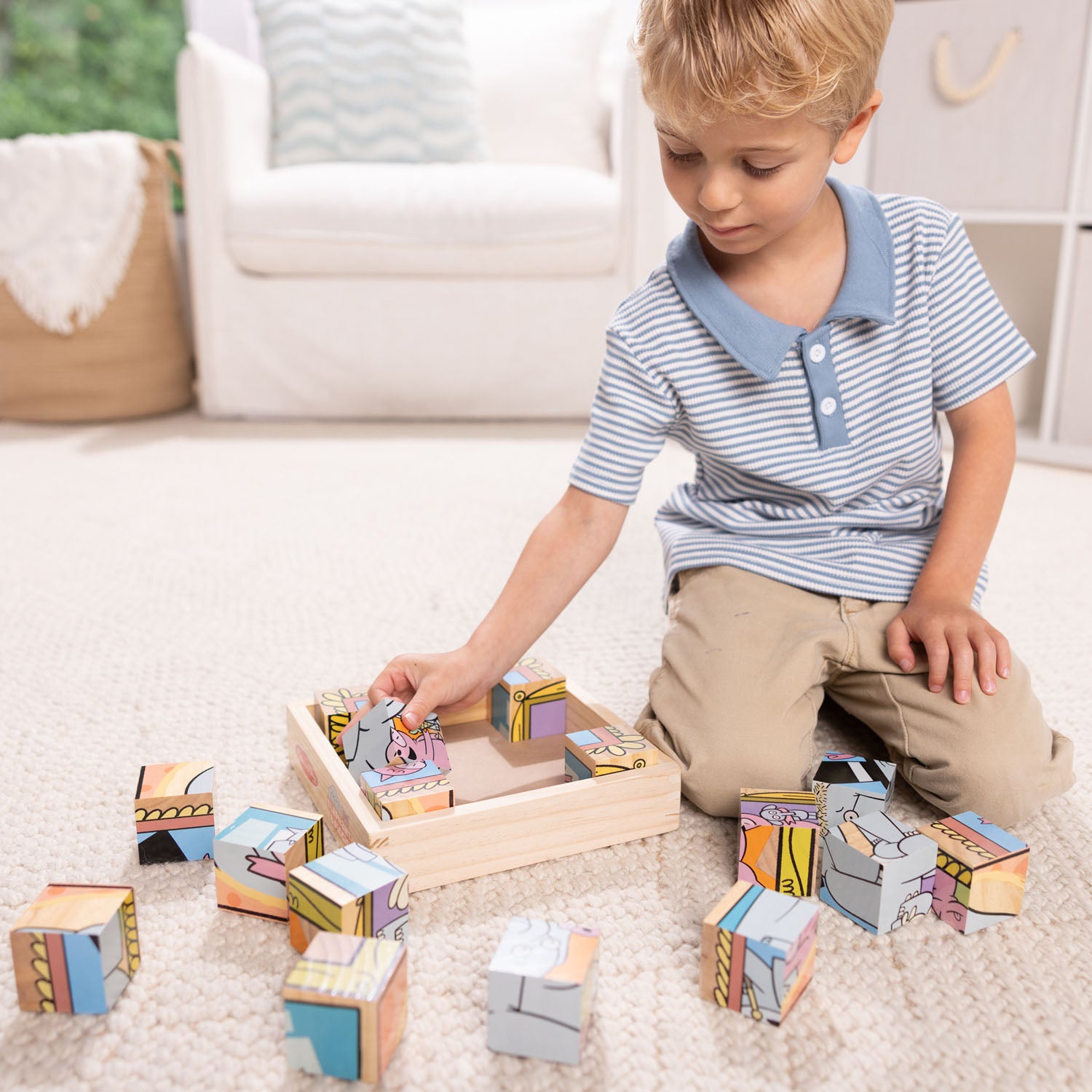 PUZZLE WOODEN CUBE ELEPHANT & PIGGIE