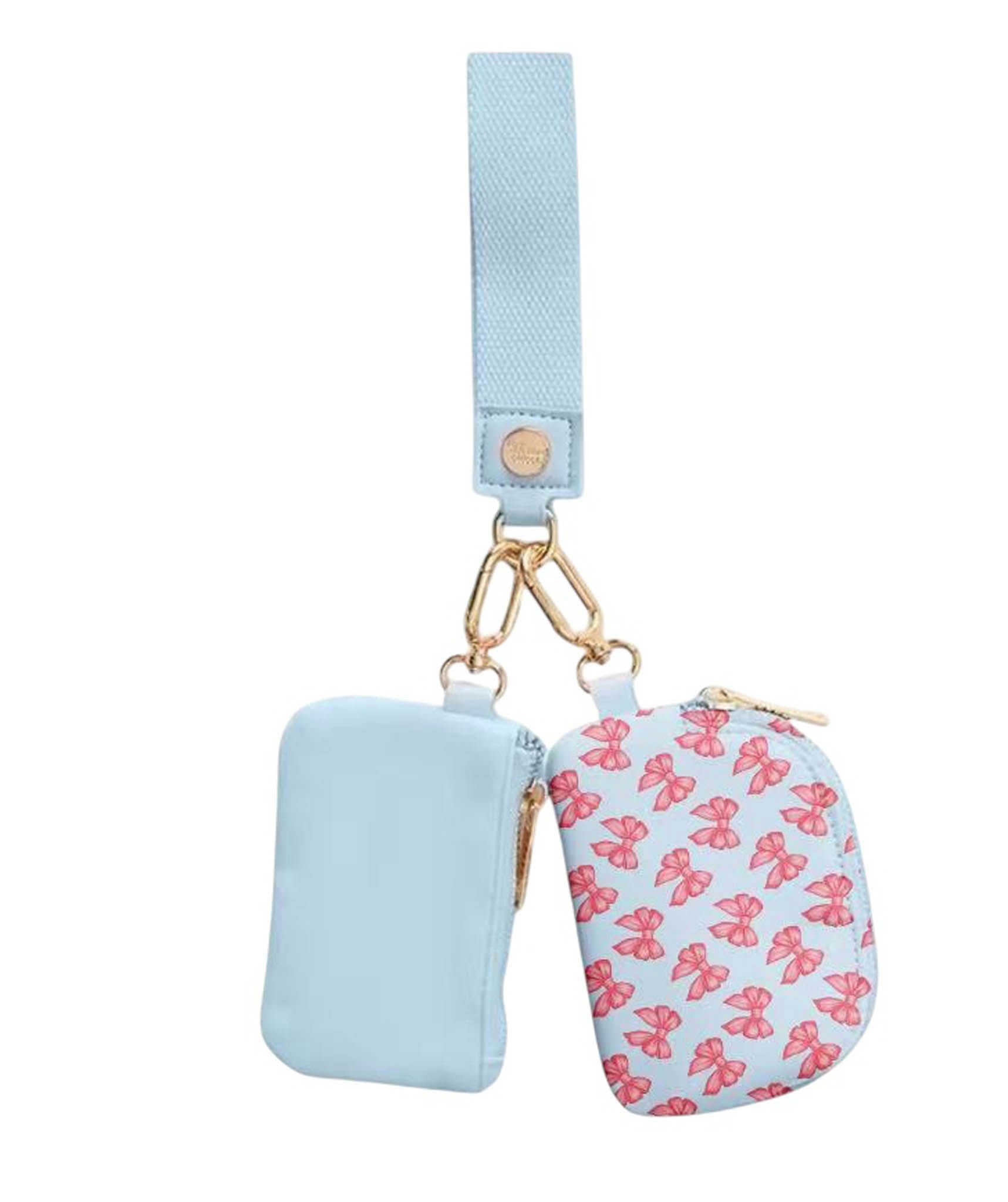 WRISTLET DUAL WALLET KEYCHAIN BLUE BOW KARMA