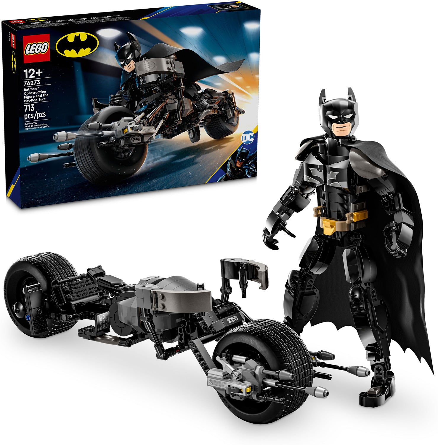 BATMAN CONSTRUCTION FIGURE & BAT POD BIKE SUPERHEROS LEGO