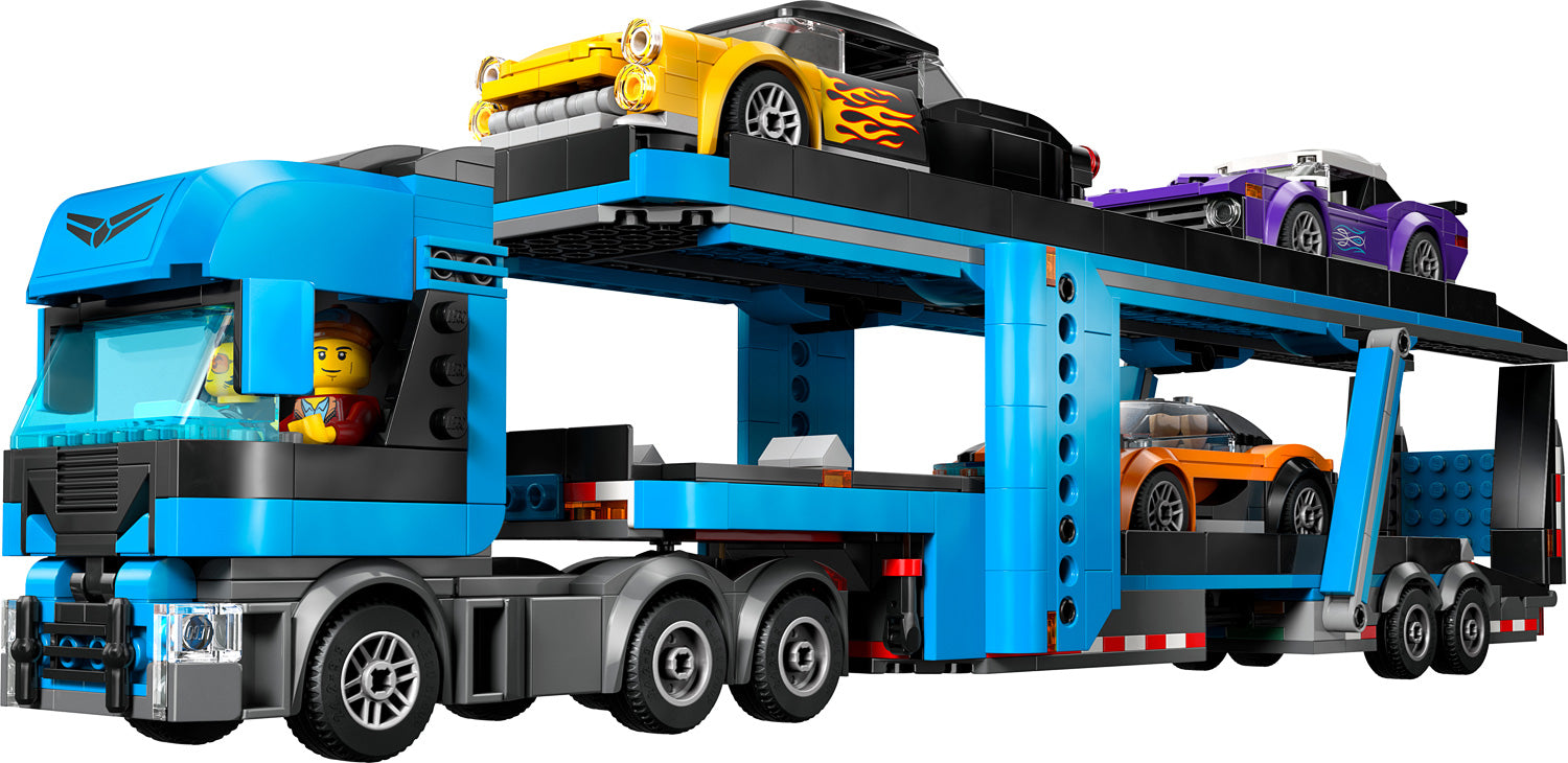 CAR TRANSPORTER TRUCK W/SPORTS CARS CITY LEGO