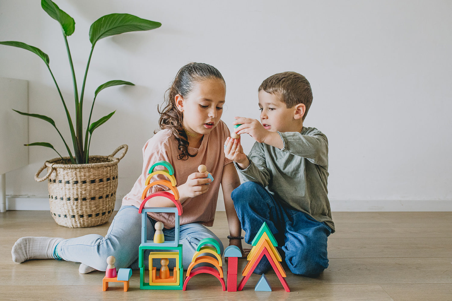 BLOCKS WOODEN RAINBOW W/PEOPLE