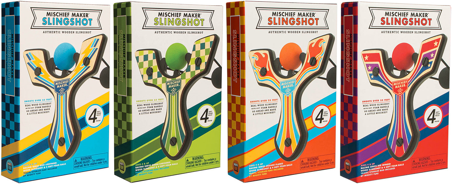 SLINGSHOT W/ 4 BALLS & BAG MISCHIEF MAKER