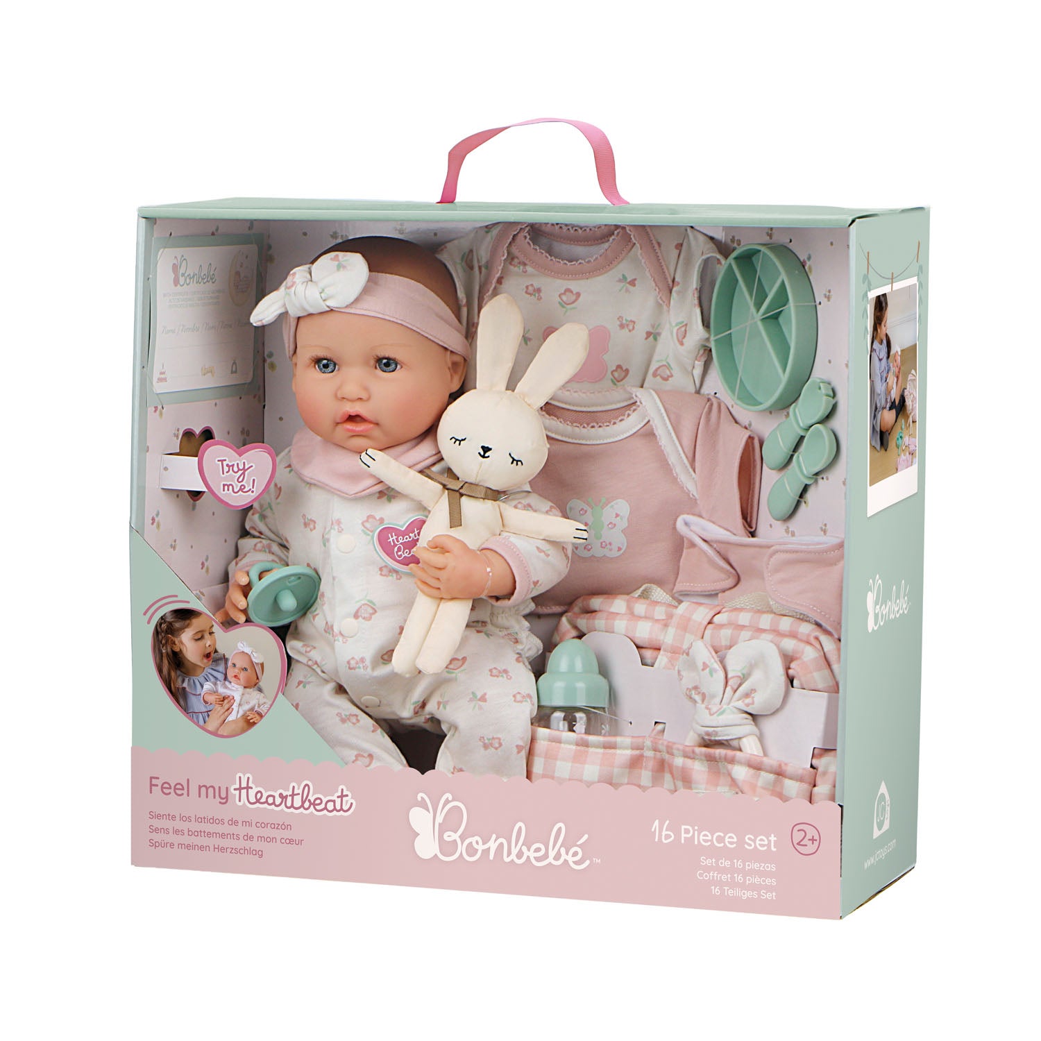 Heartbeat doll Bonbebe in box, white background