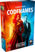 Codenames game box with two characters on a red and blue background