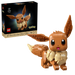 LEGO Eevee figure from Pokemon with packaging on a transparent background