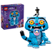 Blue toy figure with large eyes and a LEGO box in the background