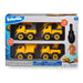 Toy truck set packaging with four yellow trucks and a remote control, featuring the Kidoozie brand.