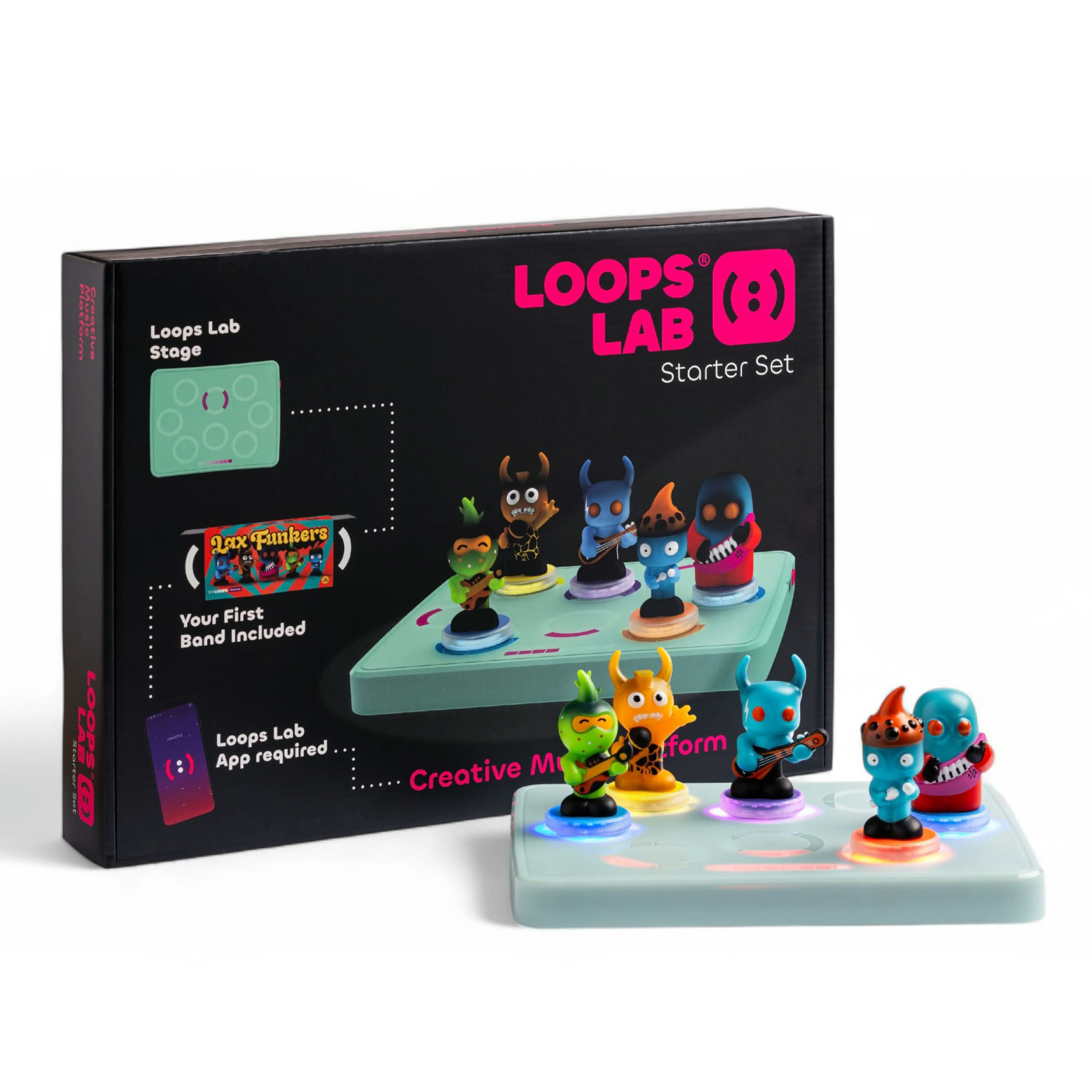 Loops Lab starter set with colorful character figures on a white background