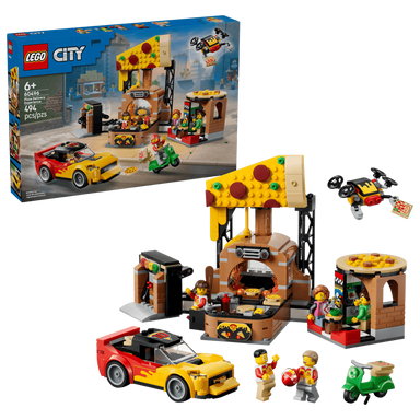 LEGO City pizza delivery set with packaging on a white background