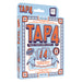 Card game packaging for 'Tap 4' with colorful design and text.