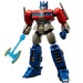 Transformers action figure with blue axe on a white background