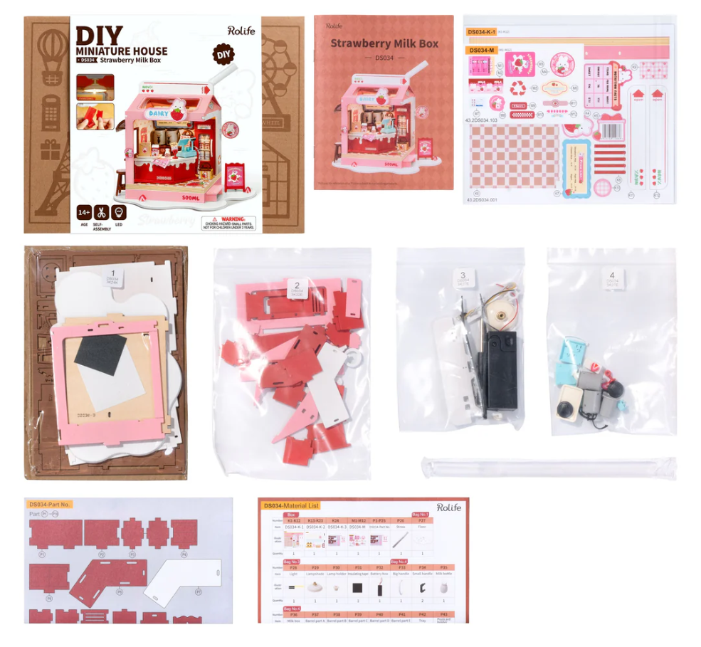 STRAWBERRY MILK BOX DIY BUILD HOUSE KIT ROLIFE