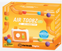 Box of Air Toobz Evo toy set with colorful pipes and balls on an orange background.