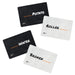 Four rectangular cards arranged on a white background, two black and two white, each with a handwritten-style word on them: POTATO, ROLLER, WATER, and BROKEN. Small text at the bottom of the black cards reads BURN LIFE.