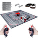 Toy race track set with control handles, cars, and additional track pieces on a white background.
