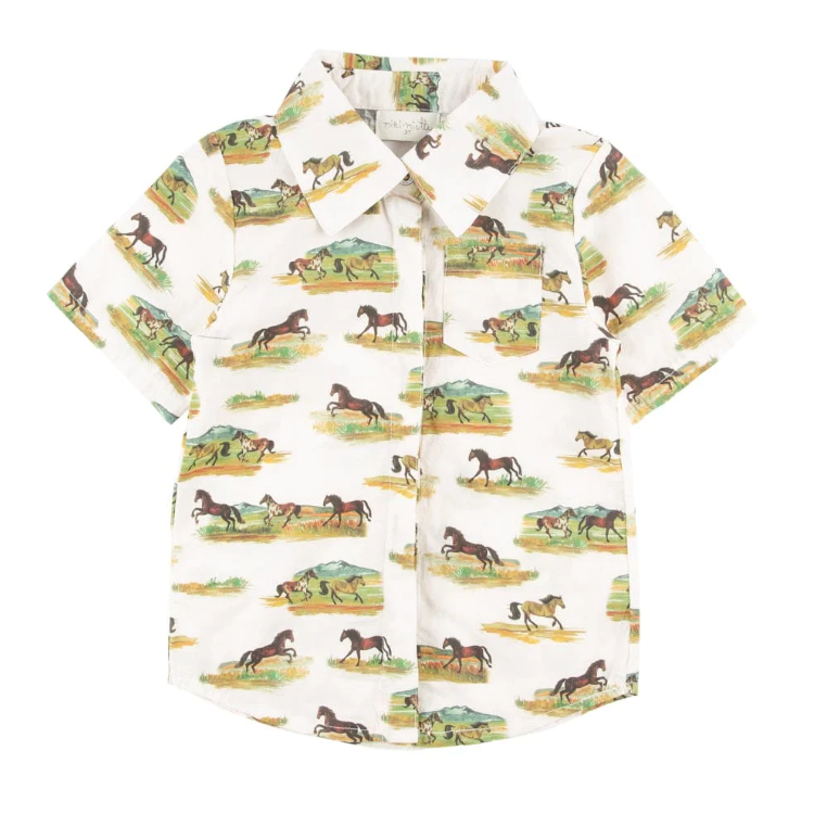 BUTTON UP WILD HORSES