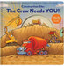 Children's book cover titled 'Construction Site: The Crew Needs You!' showing colorful cartoon construction vehicles and workers in a sunny outdoor site.