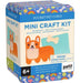 Petit Collage Pocket Pet Corgi Mini Craft Kit in a blue and white cardboard box with colorful star-patterned edges and illustrations of a corgi and fabric pieces.