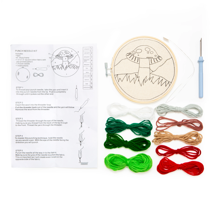 PUNCH NEEDLE MUSHROOM KIT