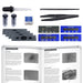 Collection of scientific tools and specimens with a manual on a white background