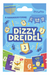 Dizzy Dreidel Hanukkah game packaging with colorful cards and game pieces on a blue background.