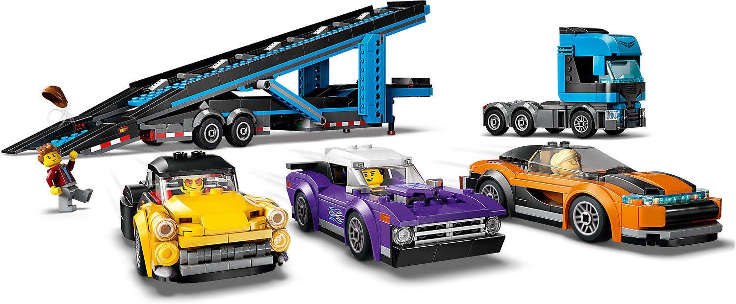 CAR TRANSPORTER TRUCK W/SPORTS CARS CITY LEGO