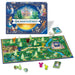 Disney Enchanted Forest board game set with the illustrated game box, a large green forest playmat, cards, dice, and character pieces arranged on a white background.