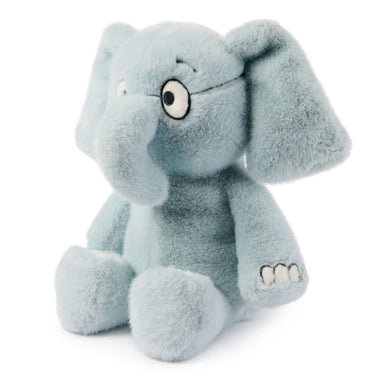 Plush elephant toy on a white background