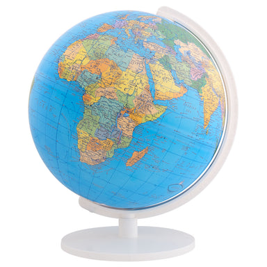 World globe with a white base on a white background