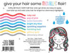 Product packaging for Sniffy metallic hair color gel sticks with color options and application instructions.