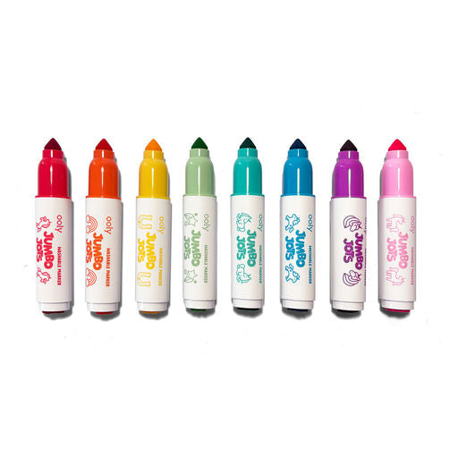 Seven Aqua Mark gel pens in assorted colors, arranged in a row on a plain white background.