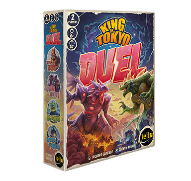 Board game box for 'King of Tokyo Duel' with colorful artwork on a white background