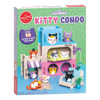 Box of Klutz Kitty Condo craft kit with colorful packaging and toy figures.