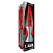 The Original Lava Lamp by Sockets, shown in its original retail packaging box. The lamp features a translucent red wax-filled glass container with a metallic silver base and legs, presented against a clean white background.
