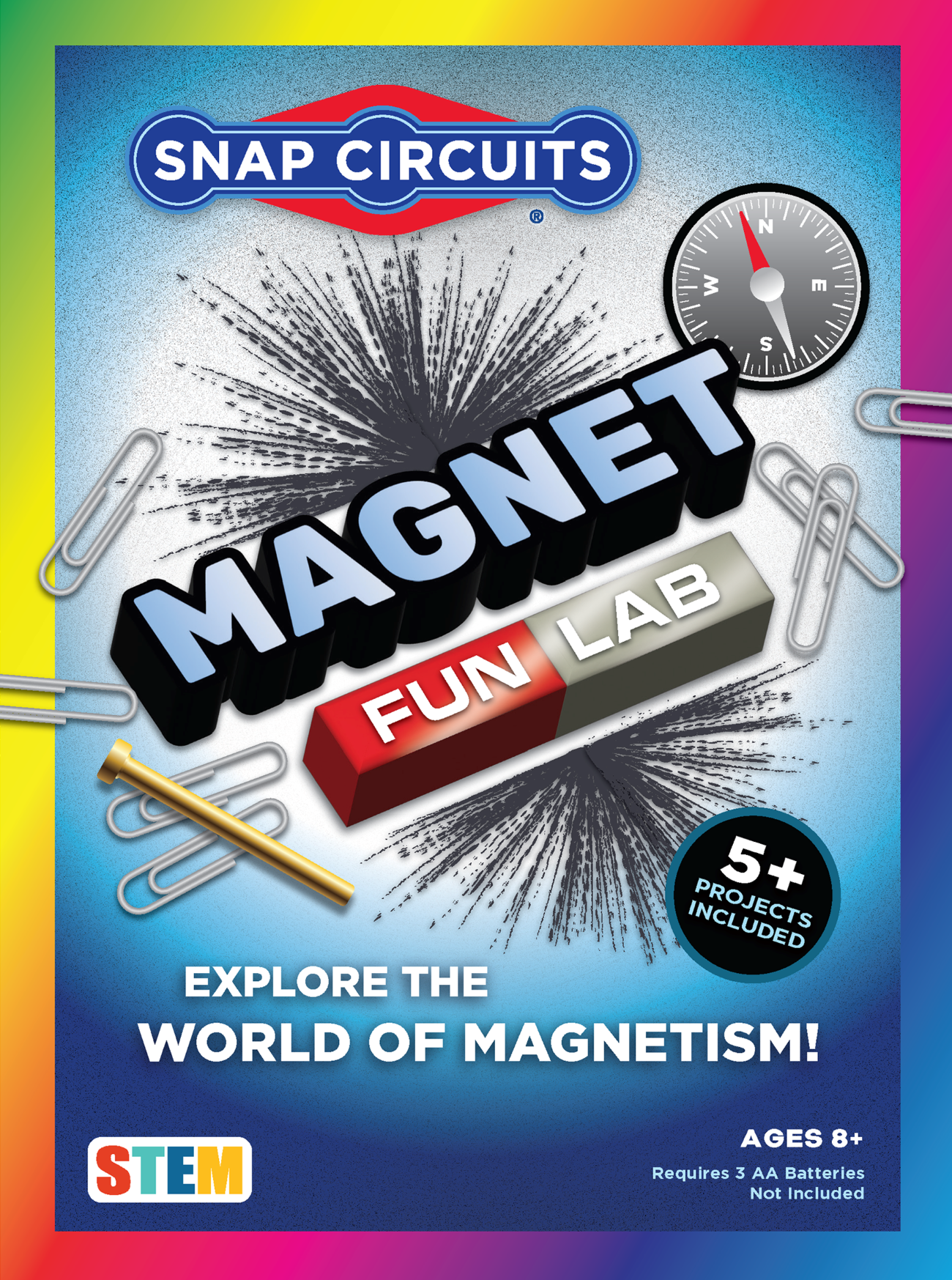 Snap Circuits Magnet Fun Lab packaging with colorful border